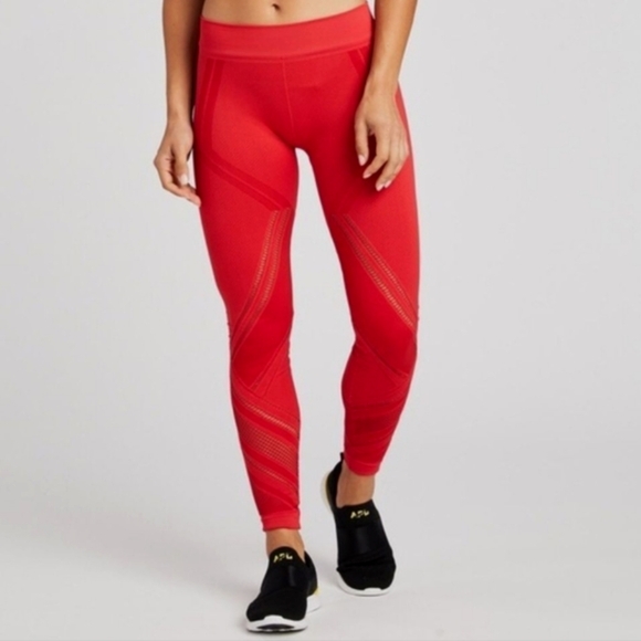 soulcycle Pants - Soulcycle x Nux Red Quintessential Cutout Lasercut Active Leggings